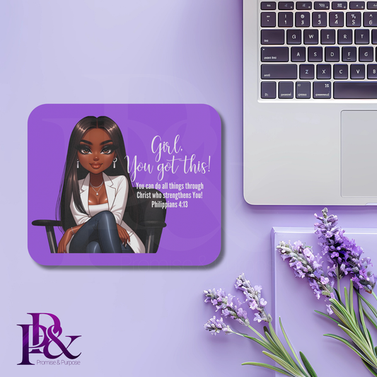 Girl, You Got This Violet Mouse Pad | Faith-Based Desk Decor | YGTW11A