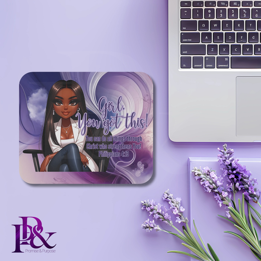 Girl, You Got This Purple Swirl Mouse Pad | Faith-Based Desk Decor | YGTW11SW