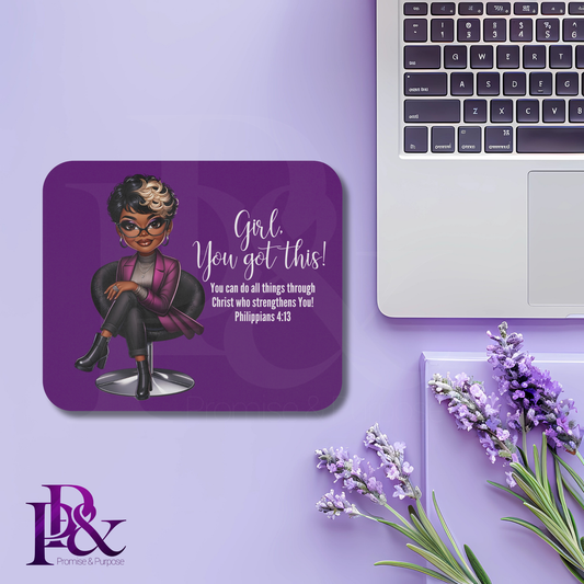 Girl, You Got This Purple Mouse Pad | Faith-Based Desk Decor | YGTW12P