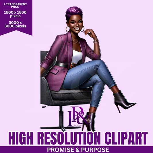 Black Business Women Clipart - Print-Ready High Resolution - BWCA06