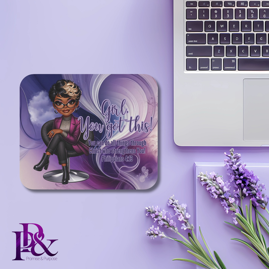 Girl, You Got This Purple Swirl Mouse Pad | Faith-Based Desk Decor | YGTW12SW