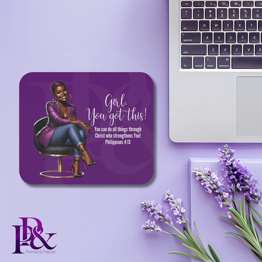 Girl, You Got This Purple Mouse Pad | Faith-Based Desk Decor | YGTW13P