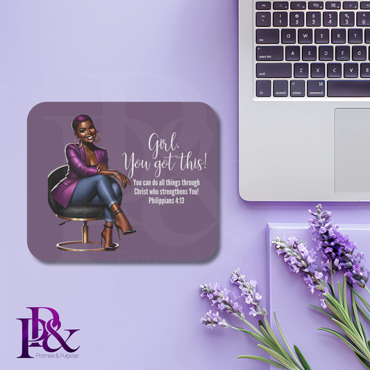 Girl, You Got This Violet Mouse Pad | Faith-Based Desk Decor | YGTW13PV