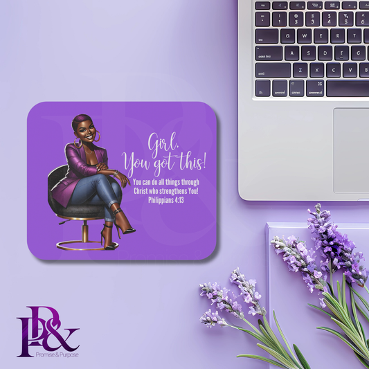 Girl, You Got This Violet Mouse Pad | Faith-Based Desk Decor | YGTW13A