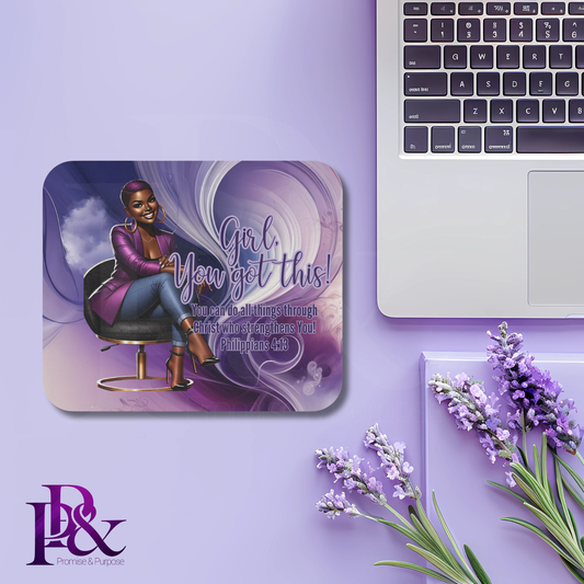 Girl, You Got This Purple Swirl Mouse Pad | Faith-Based Desk Decor | YGTW13SW