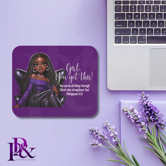 Girl, You Got This Purple Mouse Pad | Faith-Based Desk Decor | YGTW14P