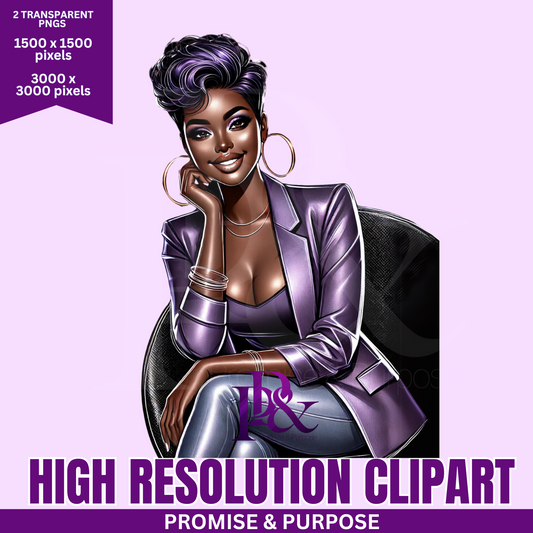 Black Business Women Clipart - Print-Ready High Resolution - BWCA07