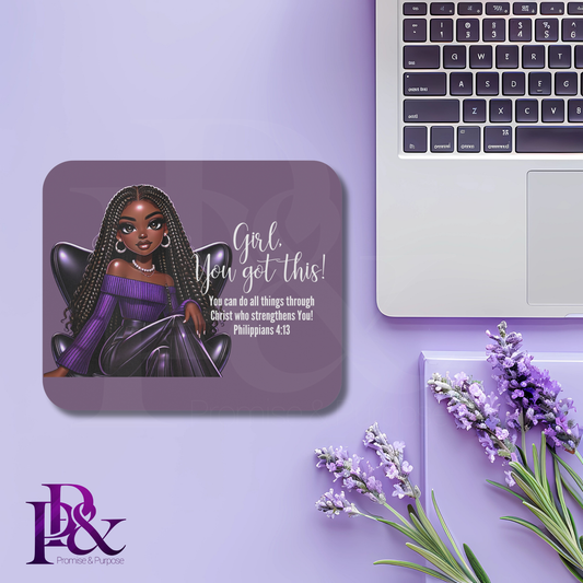 Girl, You Got This Violet Mouse Pad | Faith-Based Desk Decor | YGTW14PV