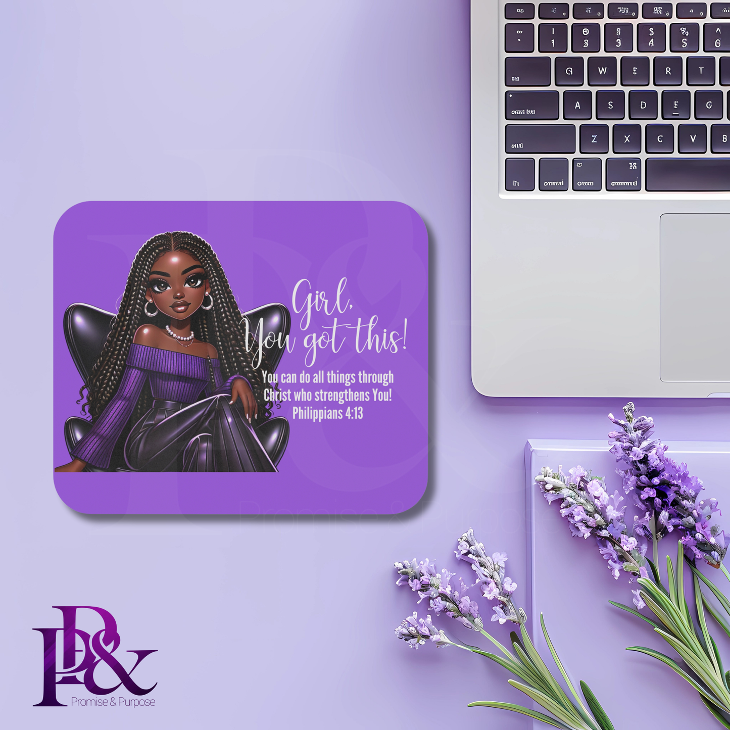 Girl, You Got This Violet Mouse Pad | Faith-Based Desk Decor | YGTW14A