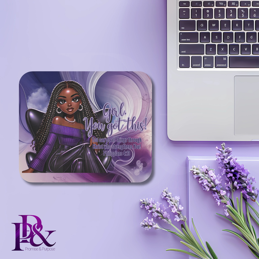 Girl, You Got This Purple Swirl Mouse Pad | Faith-Based Desk Decor | YGTW14SW