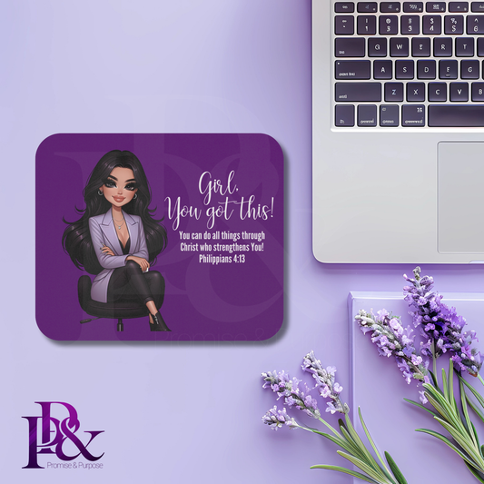 Girl, You Got This Purple Mouse Pad | Faith-Based Desk Decor | YGTW15P