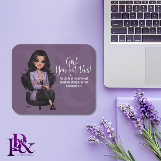 Girl, You Got This Violet Mouse Pad | Faith-Based Desk Decor | YGTW15PV