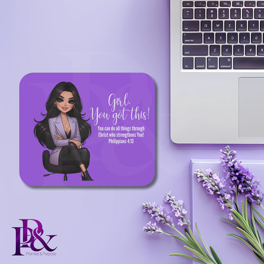 Girl, You Got This Violet Mouse Pad | Faith-Based Desk Decor | YGTW15A