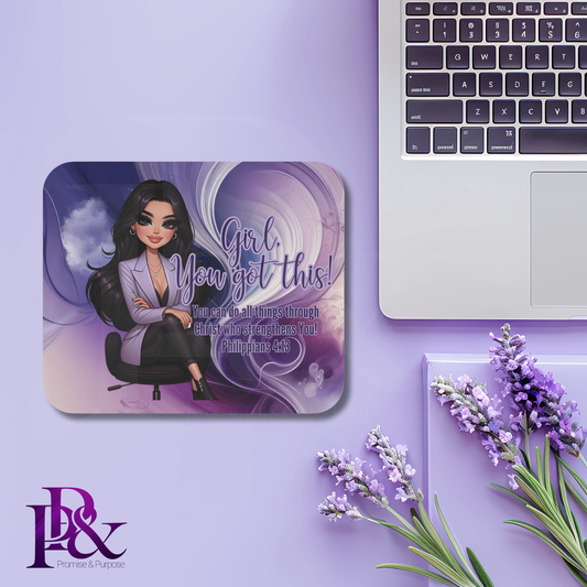 Girl, You Got This Purple Swirl Mouse Pad | Faith-Based Desk Decor | YGTW15SW