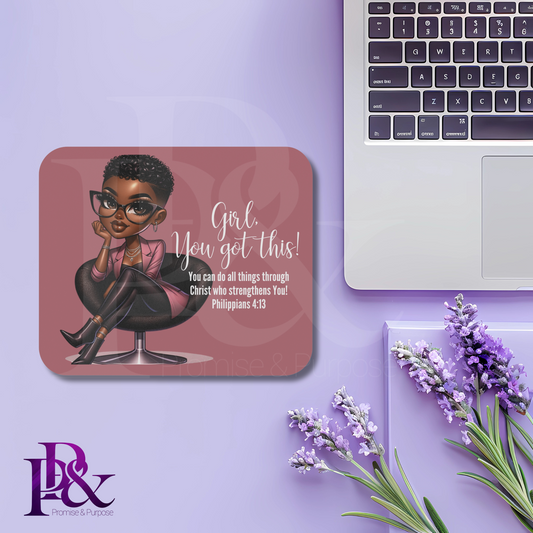 Girl, You Got This Rose Gold Mouse Pad | Faith-Based Desk Decor | YGTW01RG
