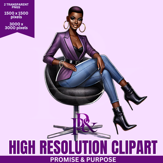 Black Business Women Clipart - Print-Ready High Resolution - BWCA08