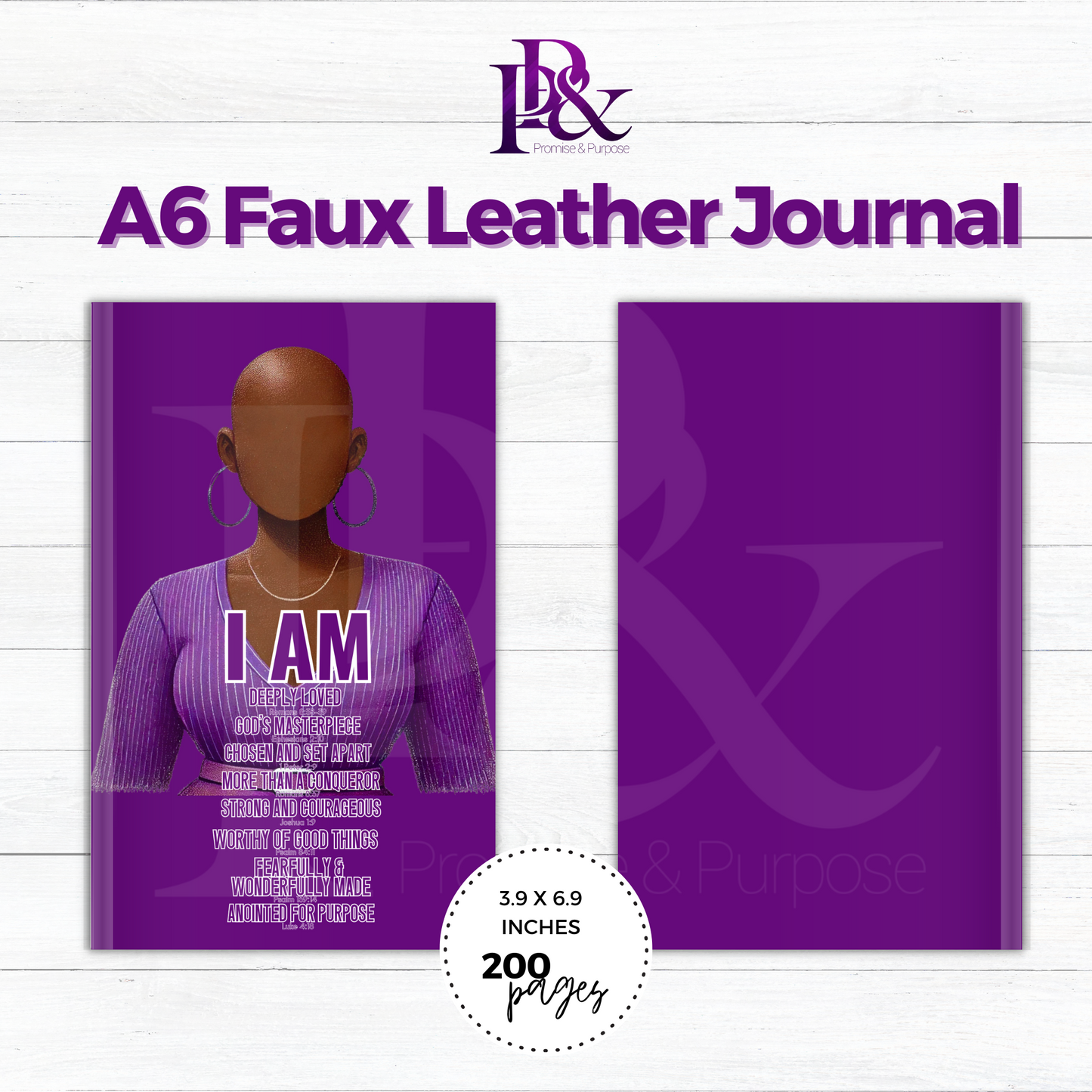 I am Scripture Purple A6 Faux Leather Journal | IAM04J