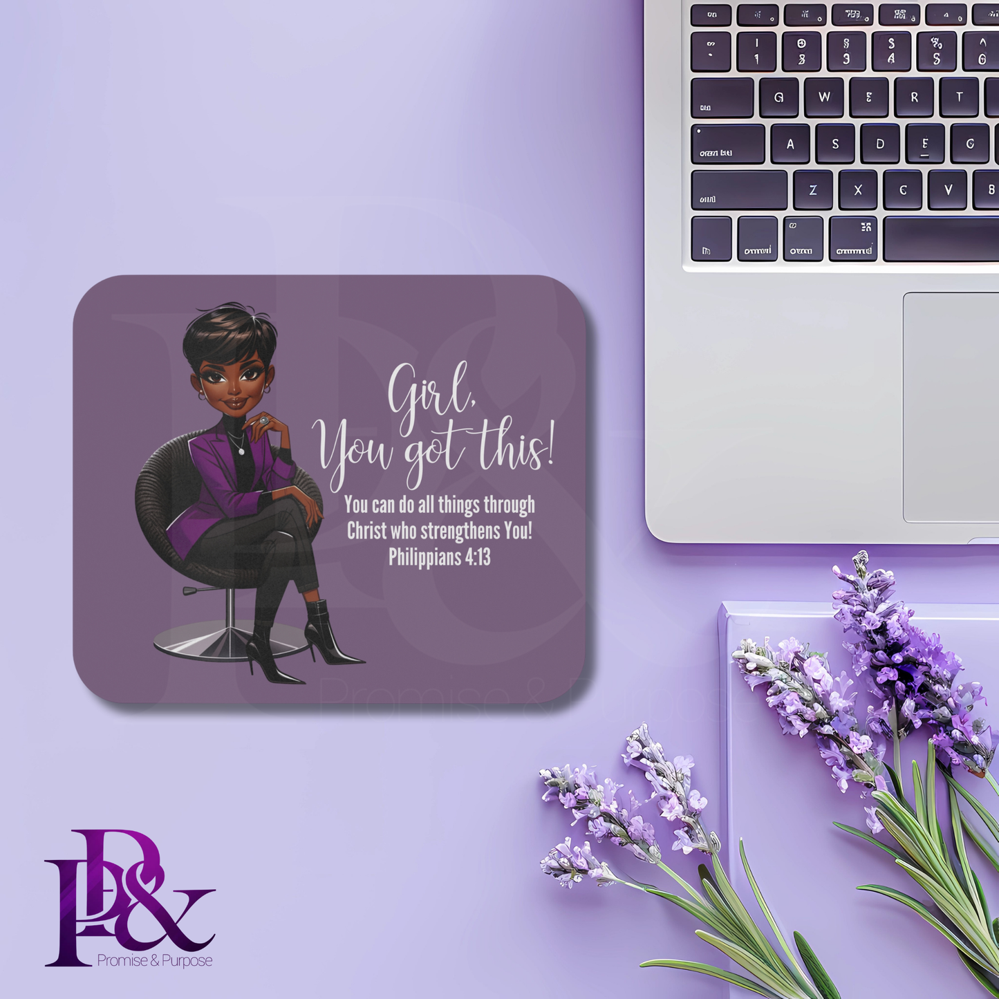 Girl, You Got This Violet Mouse Pad | Faith-Based Desk Decor | YGTW16PV