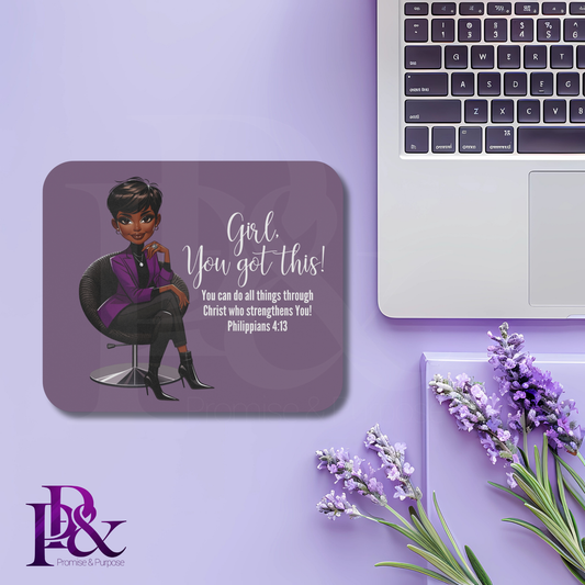 Girl, You Got This Violet Mouse Pad | Faith-Based Desk Decor | YGTW16PV