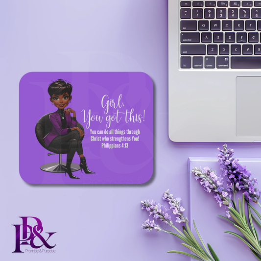 Girl, You Got This Violet Mouse Pad | Faith-Based Desk Decor | YGTW16A