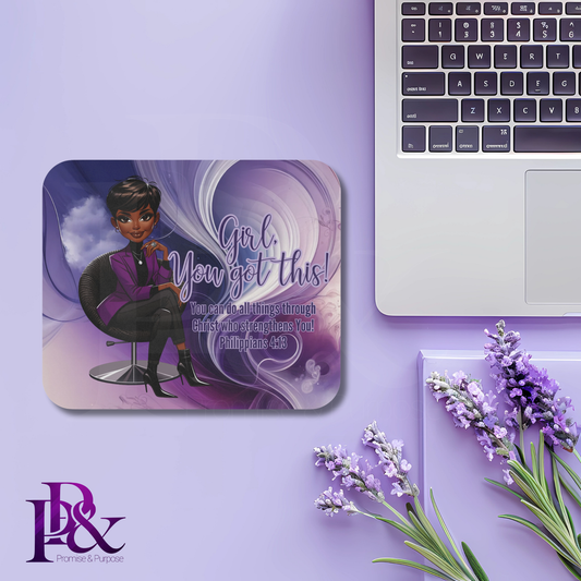 Girl, You Got This Purple Swirl Mouse Pad | Faith-Based Desk Decor | YGTW16SW