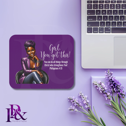 Girl, You Got This Purple Mouse Pad | Faith-Based Desk Decor | YGTW17P