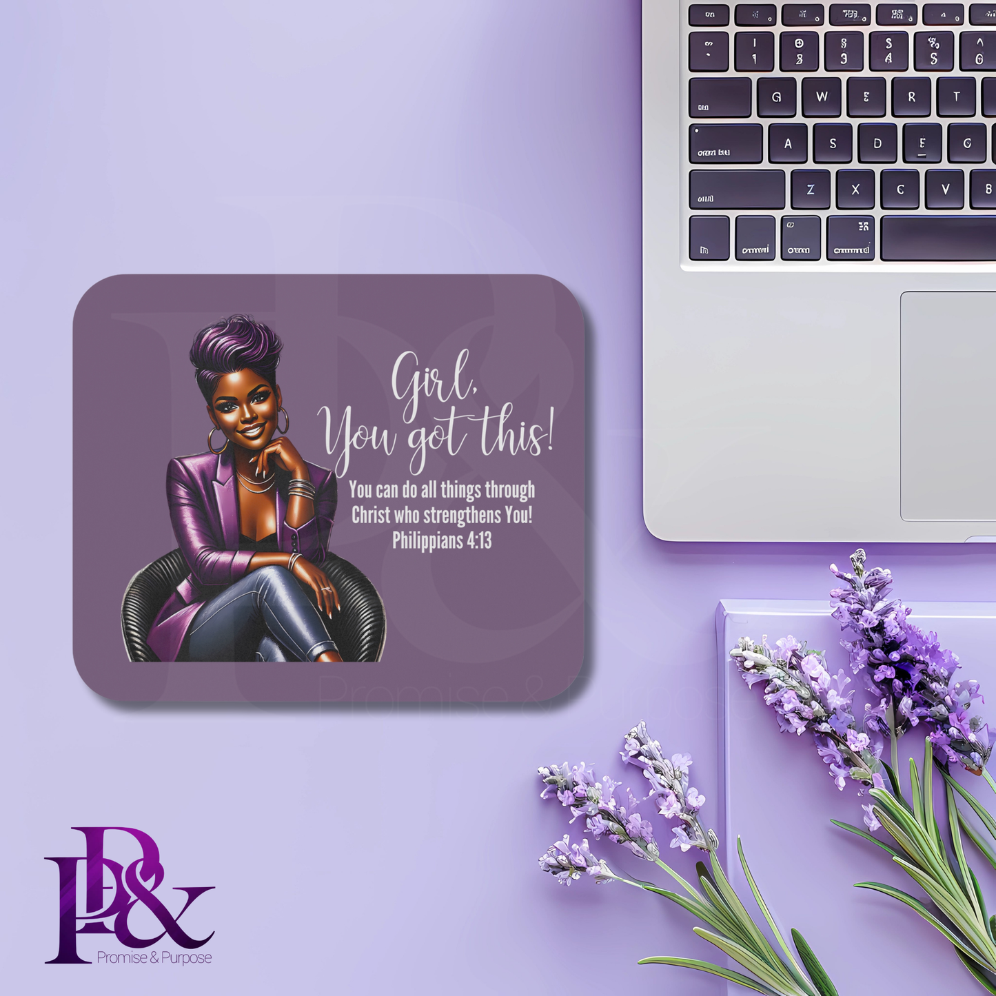Girl, You Got This Violet Mouse Pad | Faith-Based Desk Decor | YGTW17PV