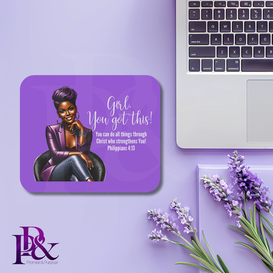 Girl, You Got This Violet Mouse Pad | Faith-Based Desk Decor | YGTW17A