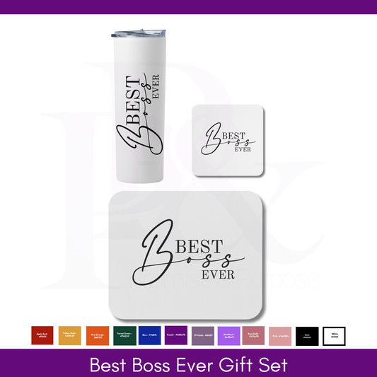 The Best Boss Ever Gift Set - Tumbler Mousepad & Tumbler