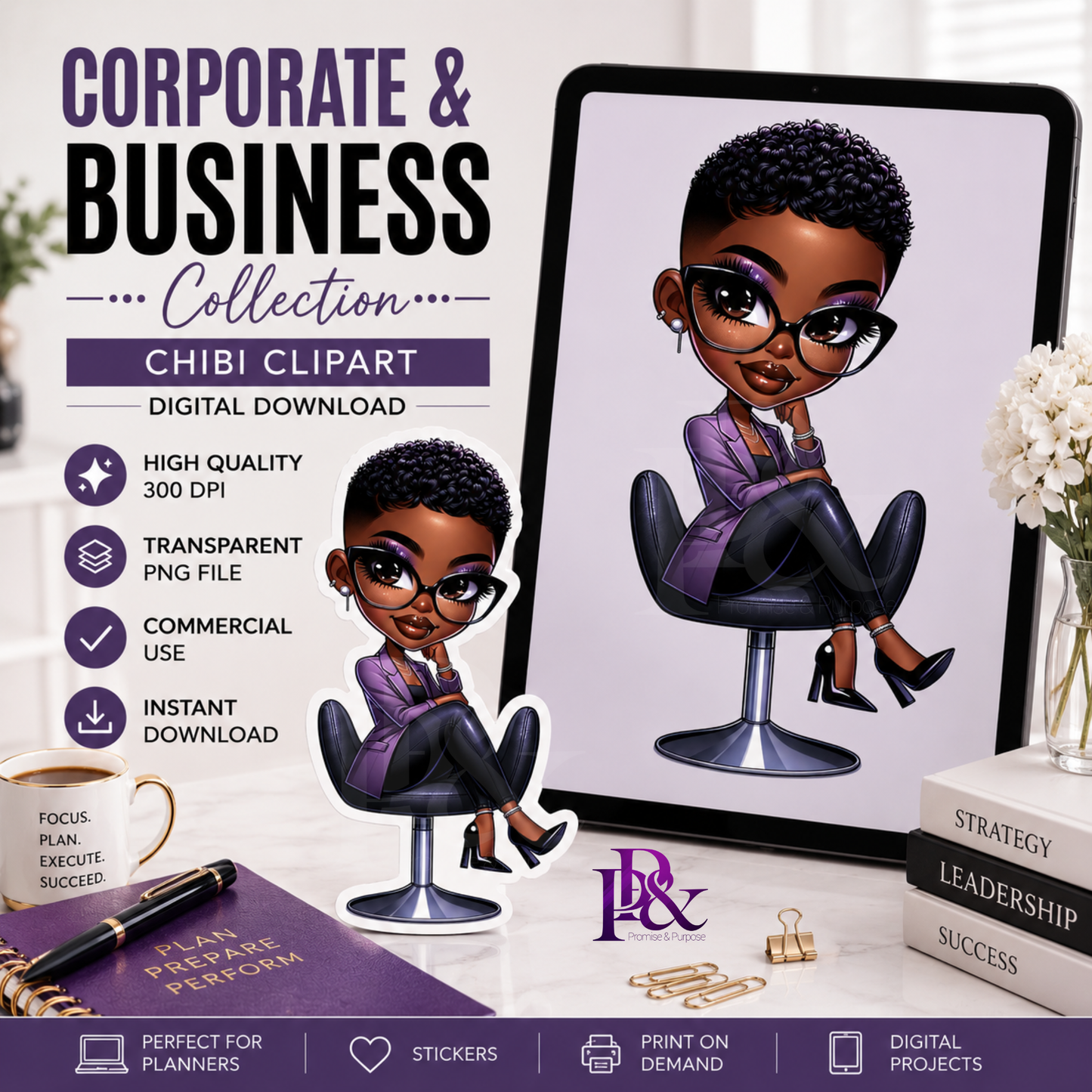 Black Business Women PNG Clipart - Print-Ready High Resolution | CB1