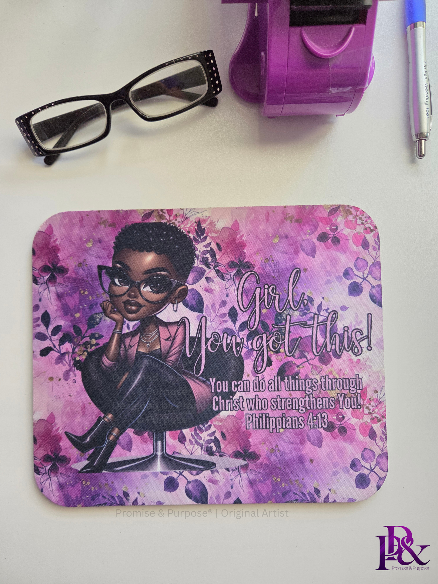 Girl You Got This™ mousepad by Promise & Purpose® featuring faith-inspired encouragement for women, perfect for office desks, home workspaces, and everyday motivation. 