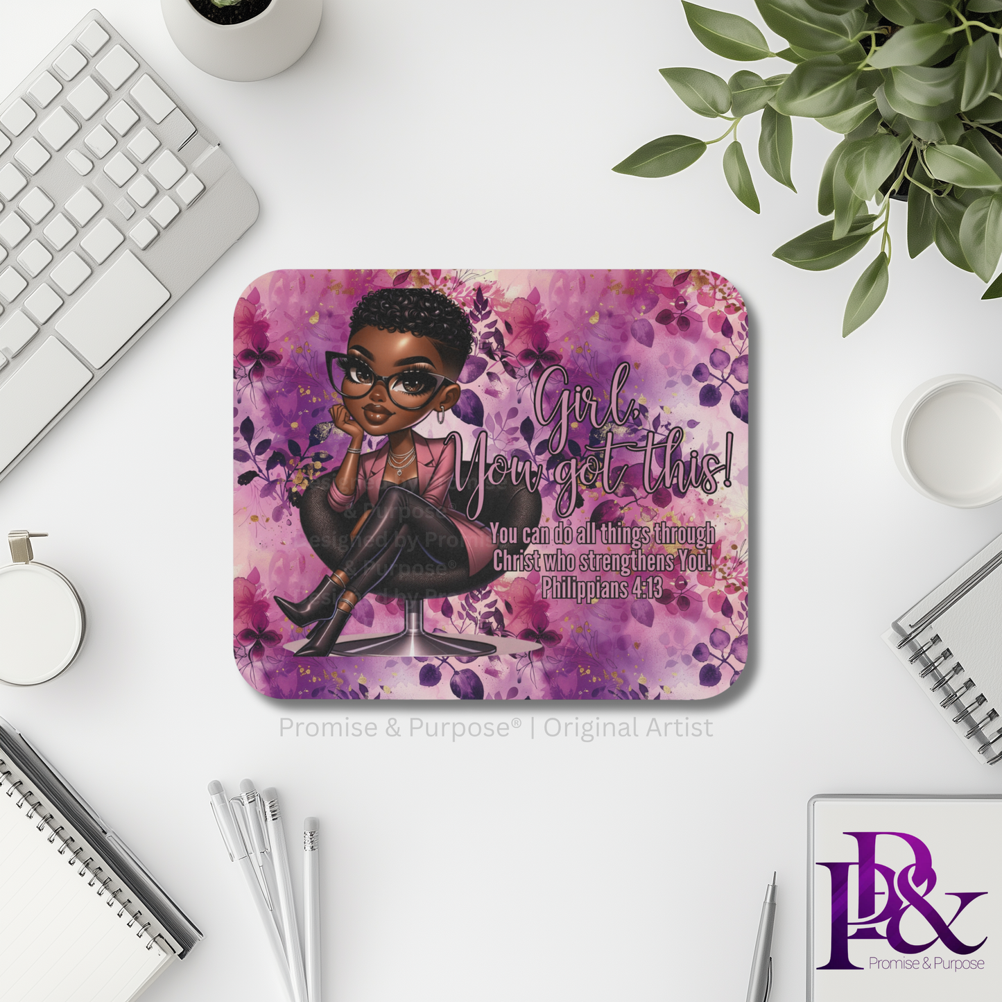 Girl You Got This™ mousepad by Promise & Purpose® featuring faith-inspired encouragement for women, perfect for office desks, home workspaces, and everyday motivation.