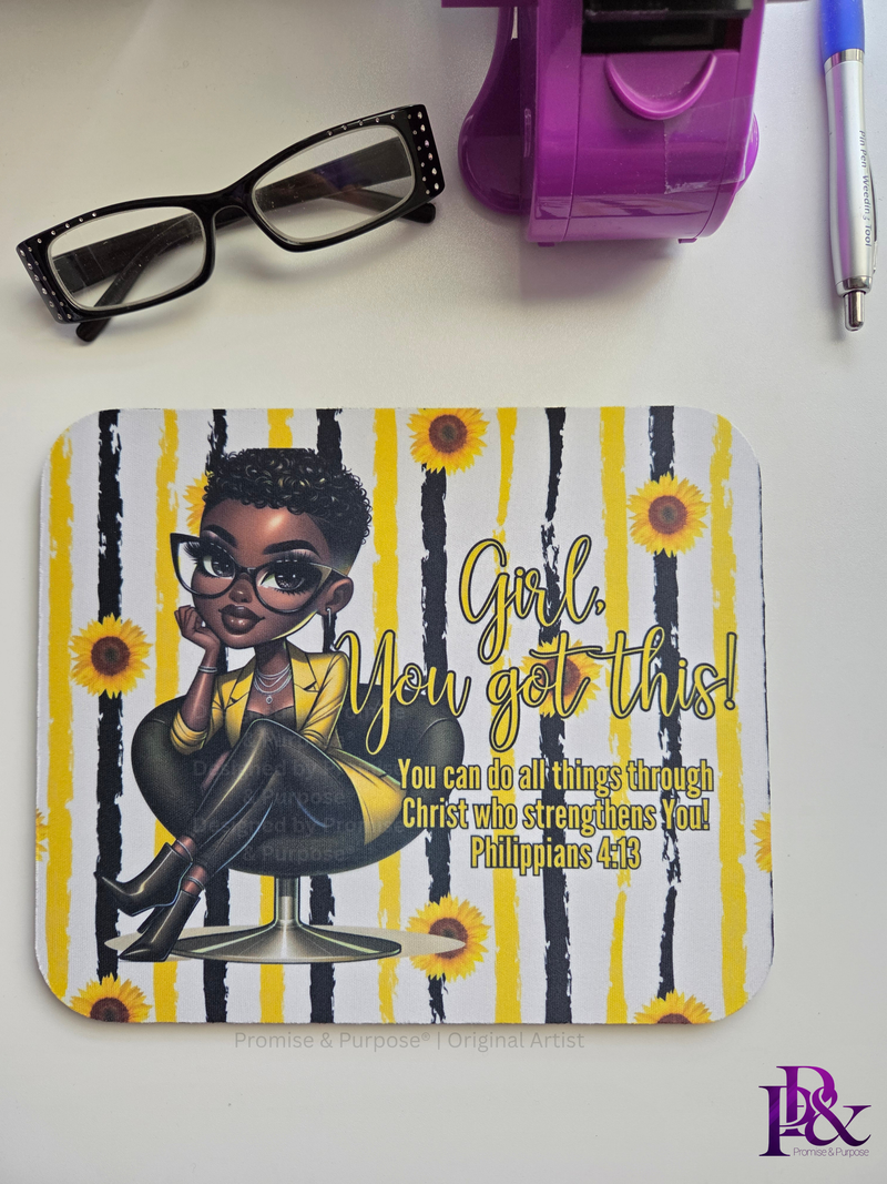 Girl You Got This™ mousepad by Promise & Purpose® featuring faith-inspired encouragement for women, perfect for office desks, home workspaces, and everyday motivation. 