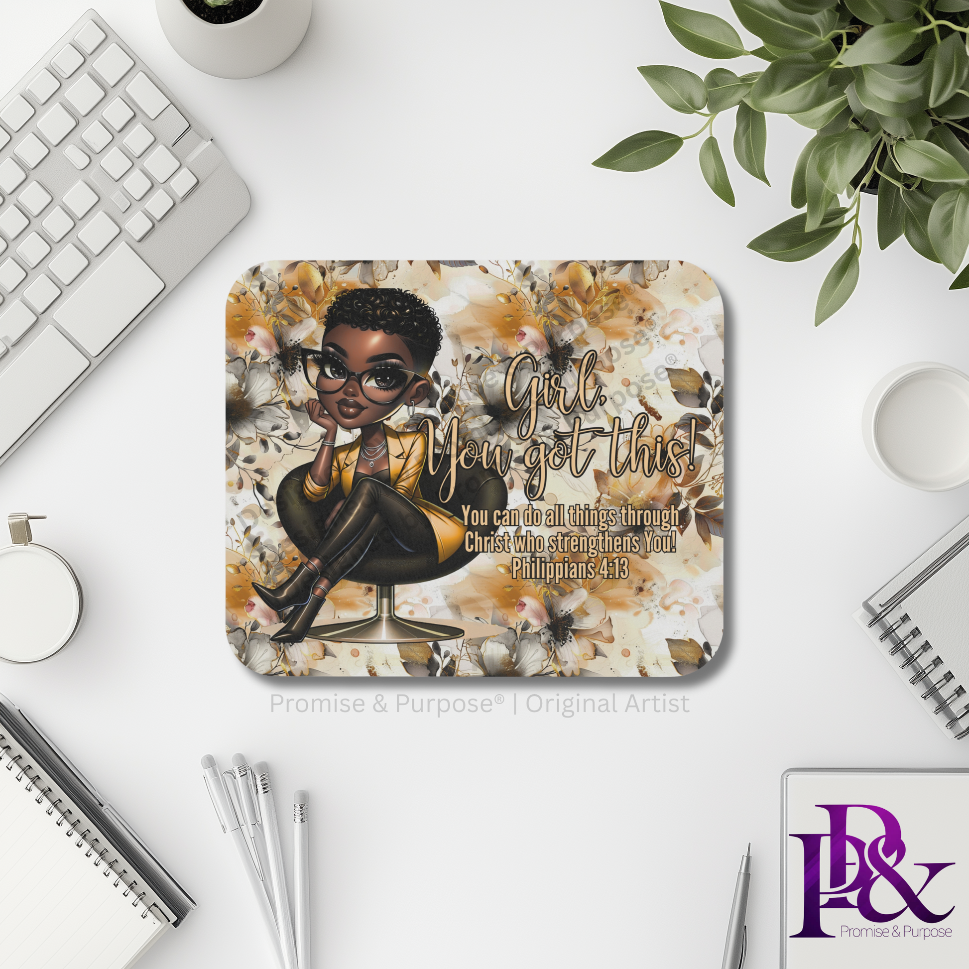 Girl You Got This™ mousepad by Promise & Purpose® featuring faith-inspired encouragement for women, perfect for office desks, home workspaces, and everyday motivation. 