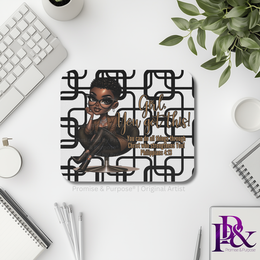 Girl You Got This mousepad by Promise & Purpose® for Christian desk decor and daily motivation. A faith-inspired workspace accessory to keep you encouraged.