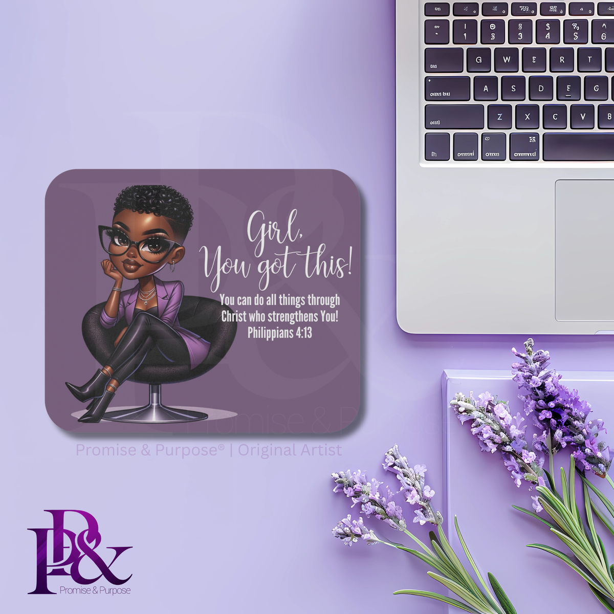 Girl You Got This Mousepad – Faith Desk Decor for Women (Violet) 