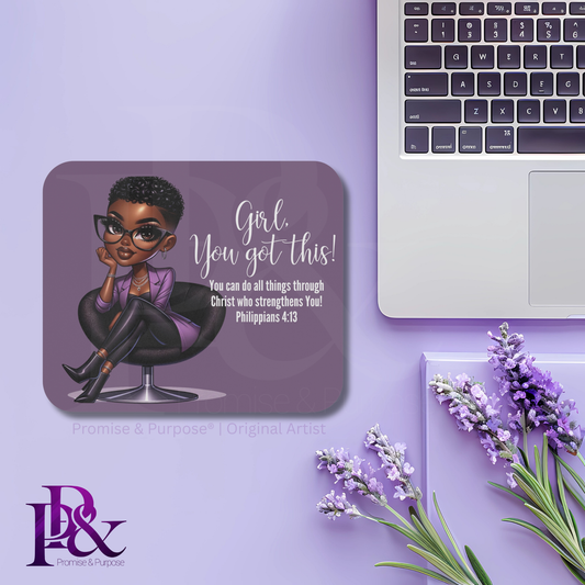 Girl You Got This Mousepad – Faith Desk Decor for Women (Violet) 