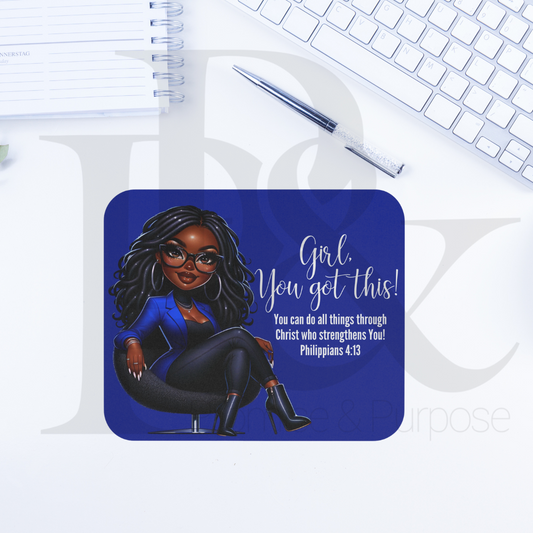 Girl You Got This Collection - Blue Loc Hair Mousepad - YGTW03BLUE