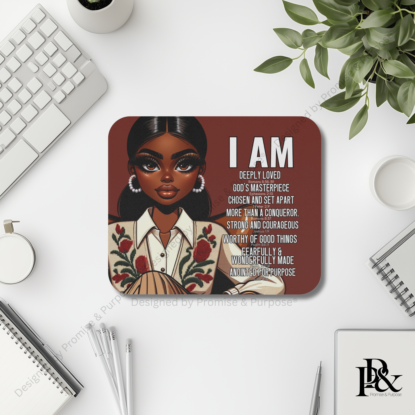 I Am Scripture Affirmation Mousepad – Faith Office Desk Decor | IAM026