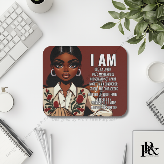 I Am Scripture Affirmation Mousepad – Faith Office Desk Decor | IAM026