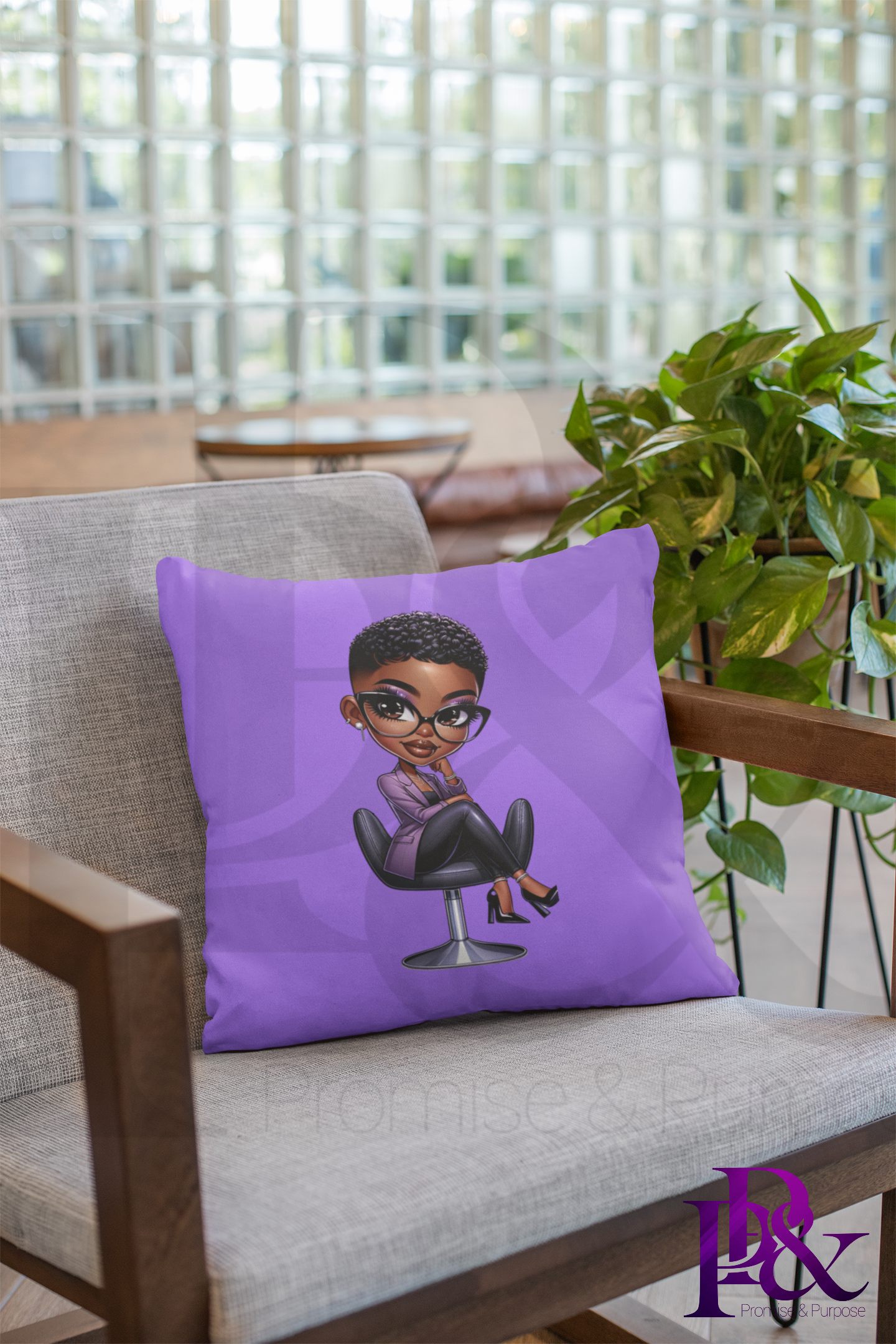 Black Business Women Clipart - Purple Short Hair