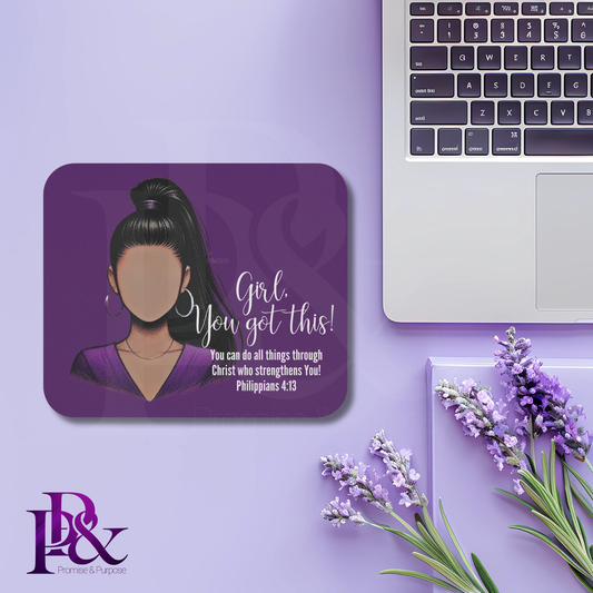 Girl, You Got This Purple Floral Mouse Pad | Faith-Based Desk Decor | YGTFL10