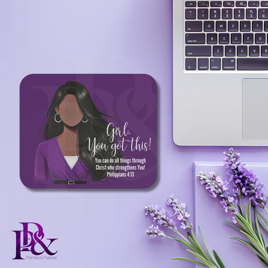 Girl, You Got This Purple Floral Mouse Pad | Faith-Based Desk Decor | YGTFL11