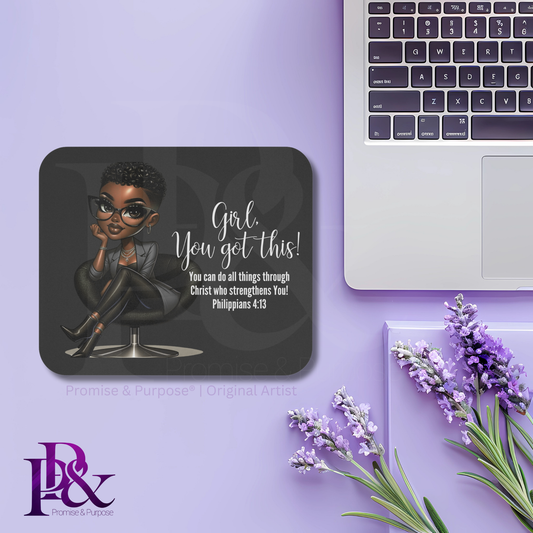 Girl You Got This Mousepad – Faith Desk Decor for Women (Charcoal Gray) | YGTW01