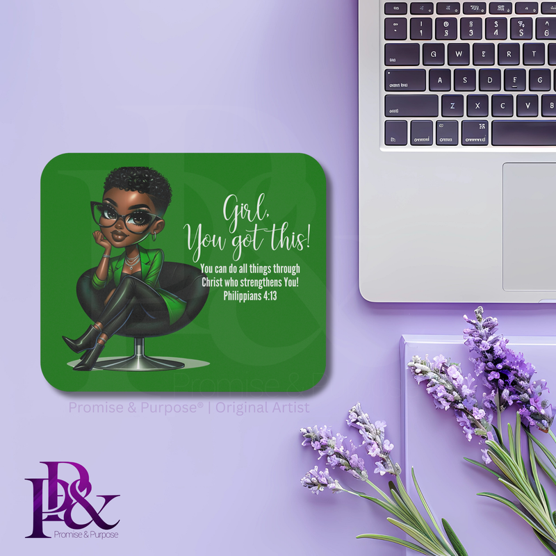 Girl You Got This Mousepad – Faith Desk Decor for Women (Green) | YGTW01GRN