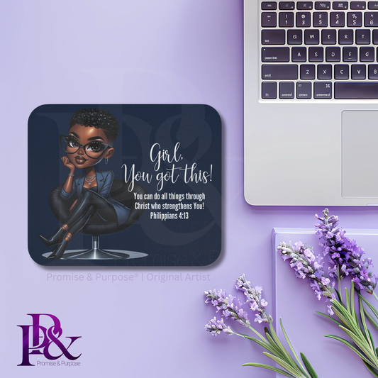 Girl You Got This Mousepad – Faith Desk Decor for Women (Navy) | YGTW01