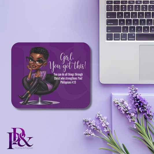 Girl, You Got This Purple Mouse Pad | Faith-Based Desk Decor | YGTW01P