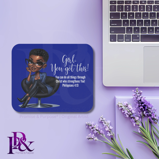 Girl You Got This Mousepad – Faith Desk Decor for Women (Royal Blue) | YGTW01
