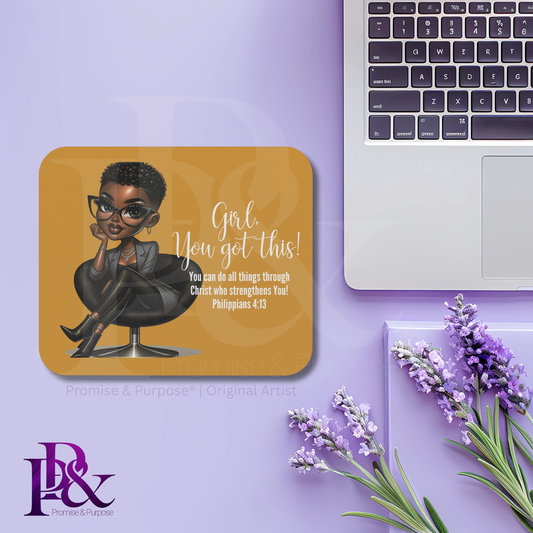 Girl You Got This Mousepad – Faith Desk Decor for Women (Yellow Gold) | YGTW01