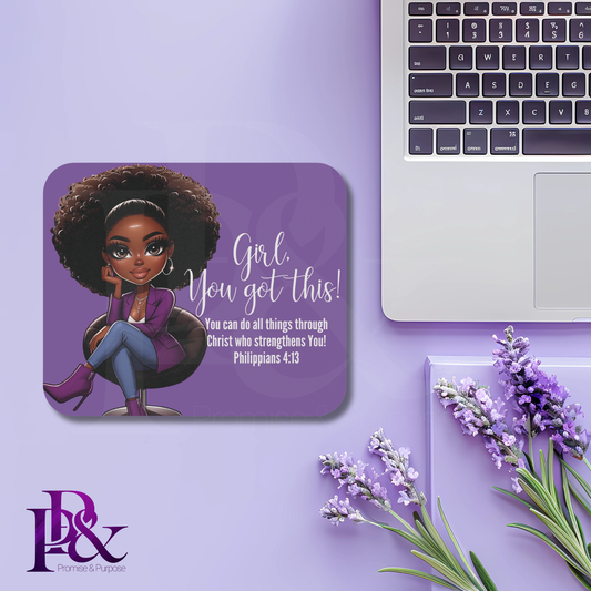 Girl, You Got This Amethyst Mouse Pad | Faith-Based Desk Decor | YGTW02A